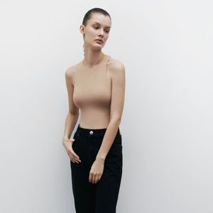 Beige-Pink Halter Body suit